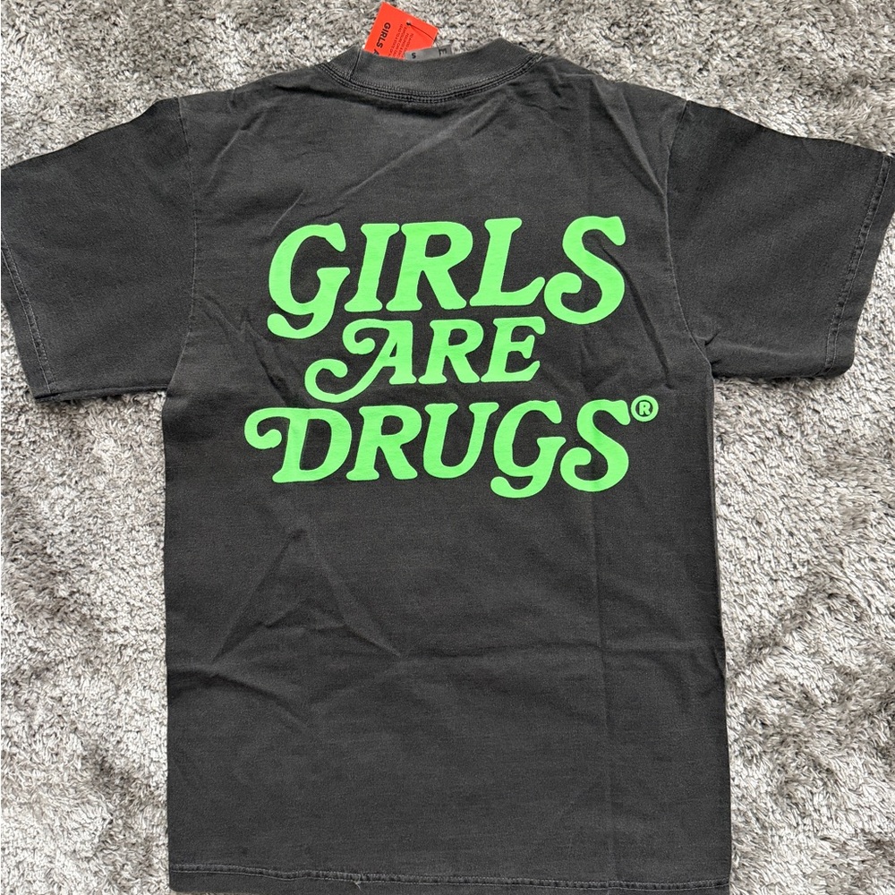 Girls Are Drugs Gray Graphic Tee with Pink & Green Print (NWT) - Picture 4 of 6